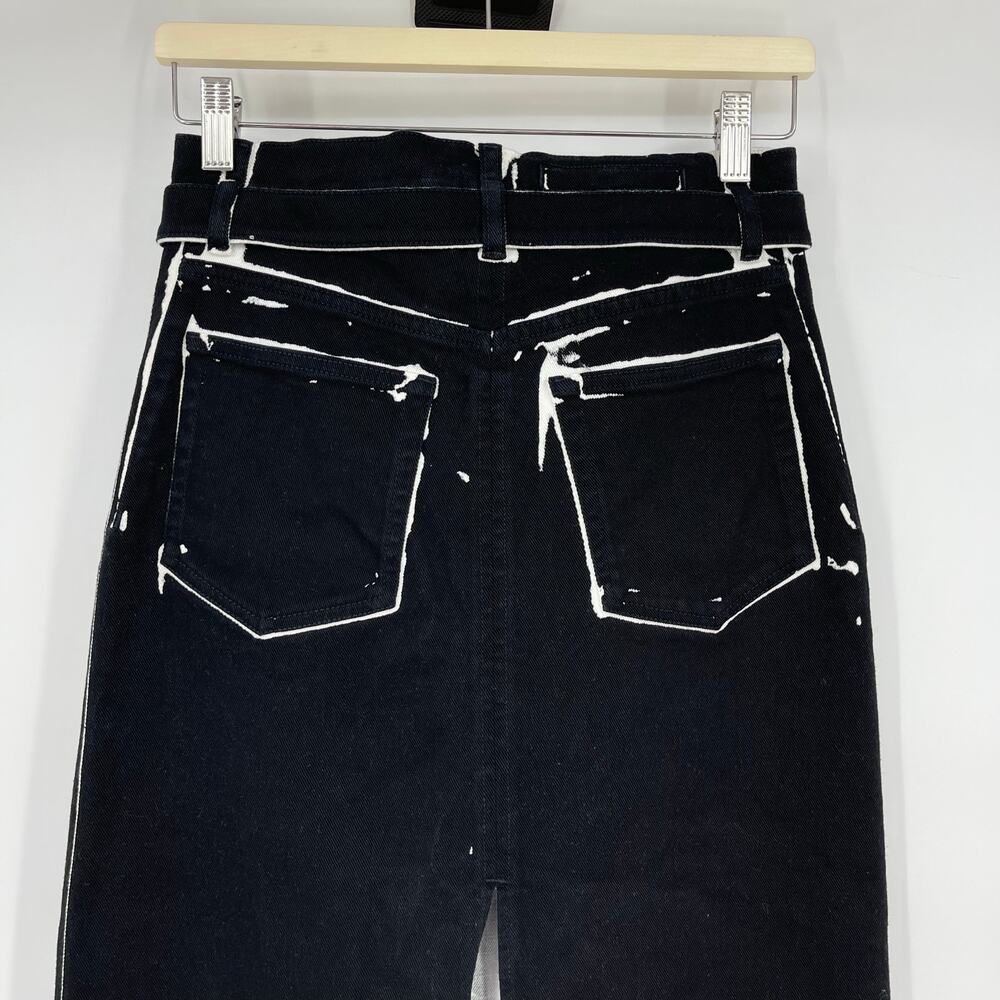 Proenza Schouler | Calder Skirt in Black Multi Contrast Printed Denim Pencil 25 - Picture 11 of 14